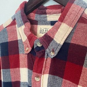 RedHead Men's Plaid Flannel Long Sleeve Shirt in Red, Cream, & Navy 602F909 XL
